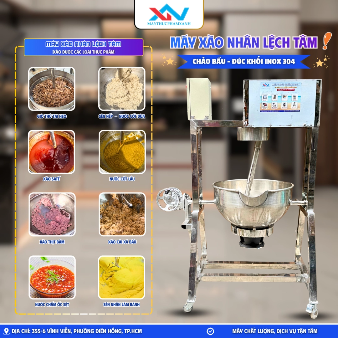chảo xào nhân lệch tâm lật nghiêng
